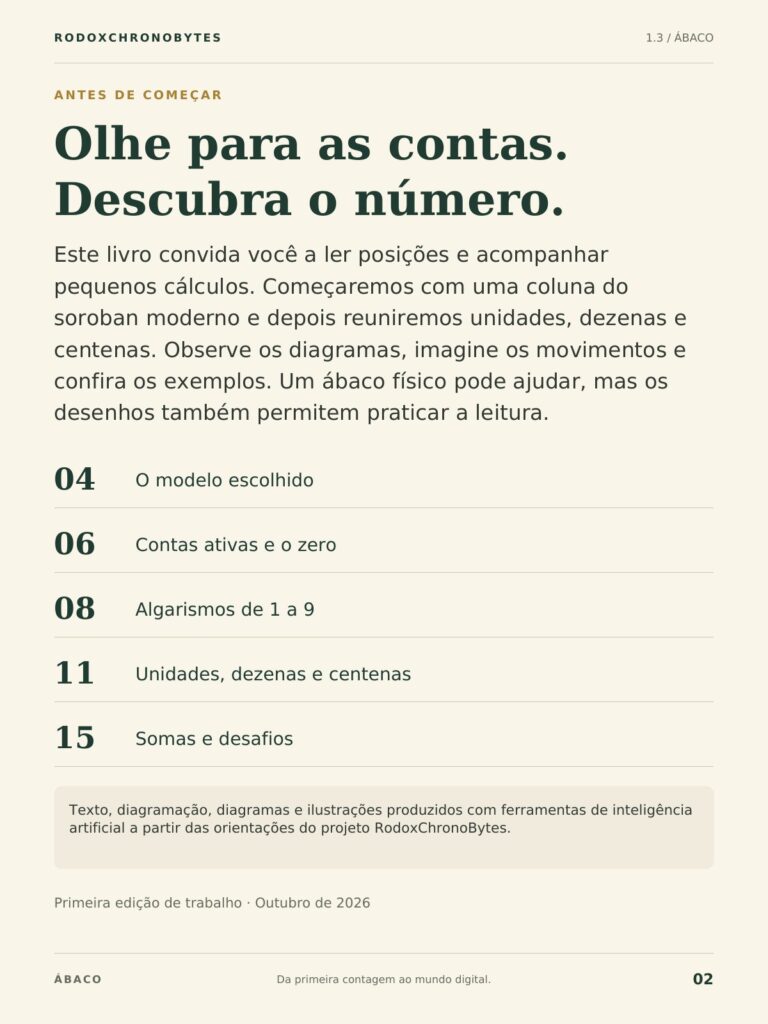 Sumário do ebook Ábaco.