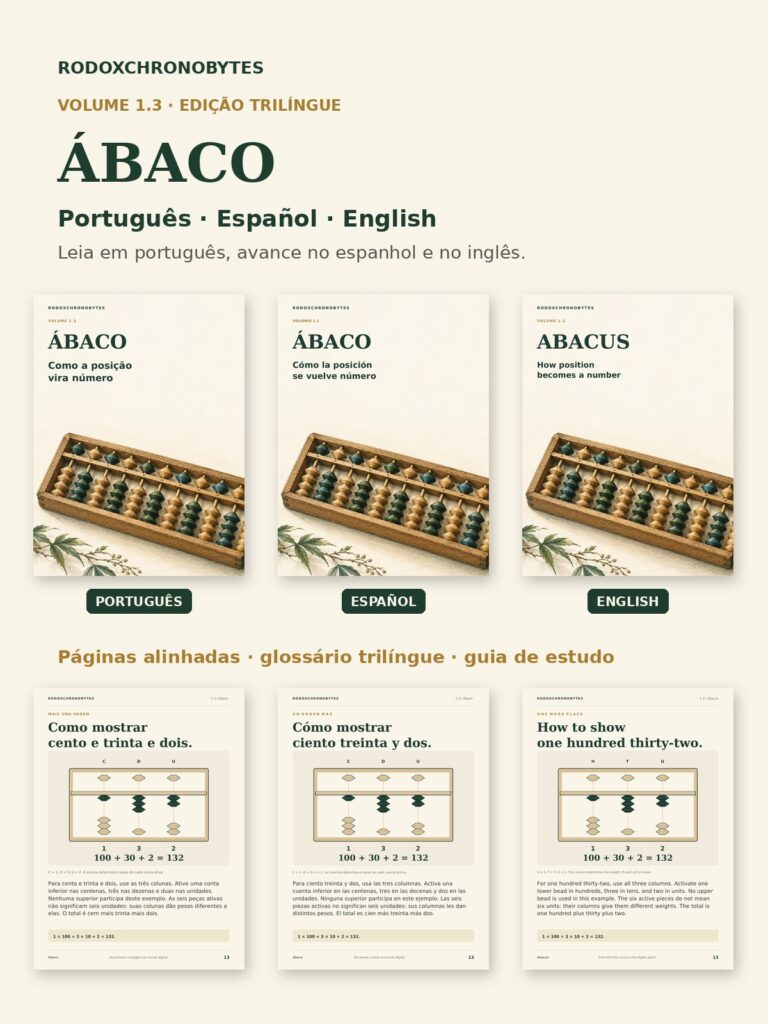 Capa da edição trilíngue de Ábaco, volume 1.3 do RodoxChronoBytes