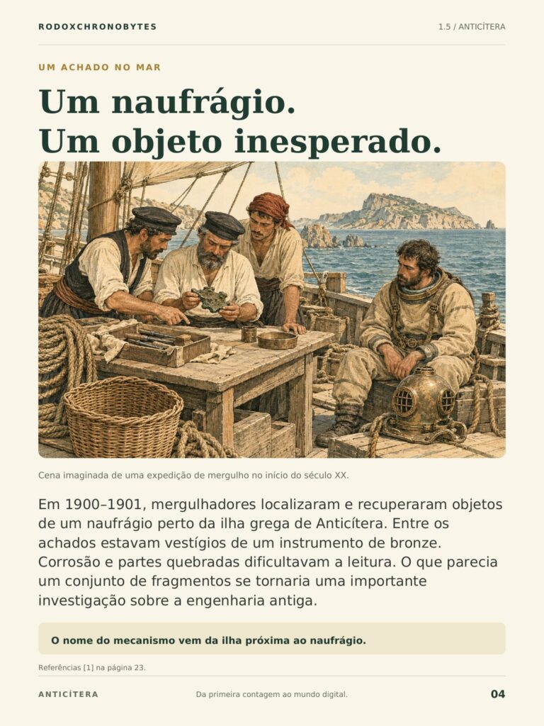 Página do ebook: um naufrágio e um objeto inesperado.