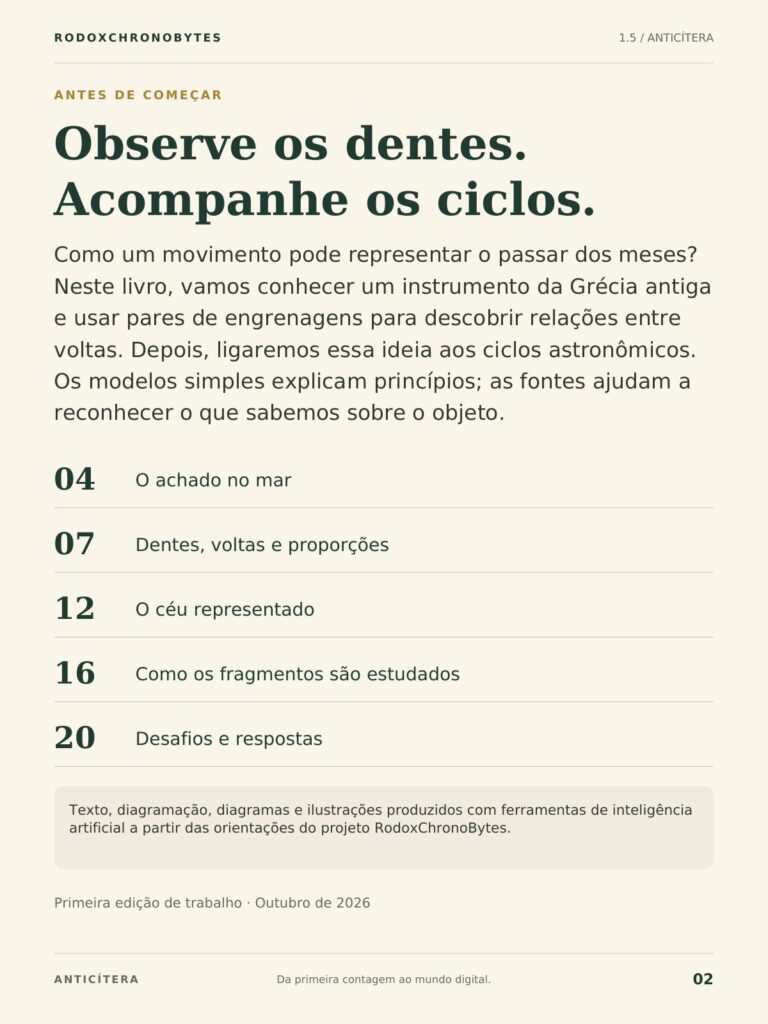 Sumário do ebook Mecanismo de Anticítera.