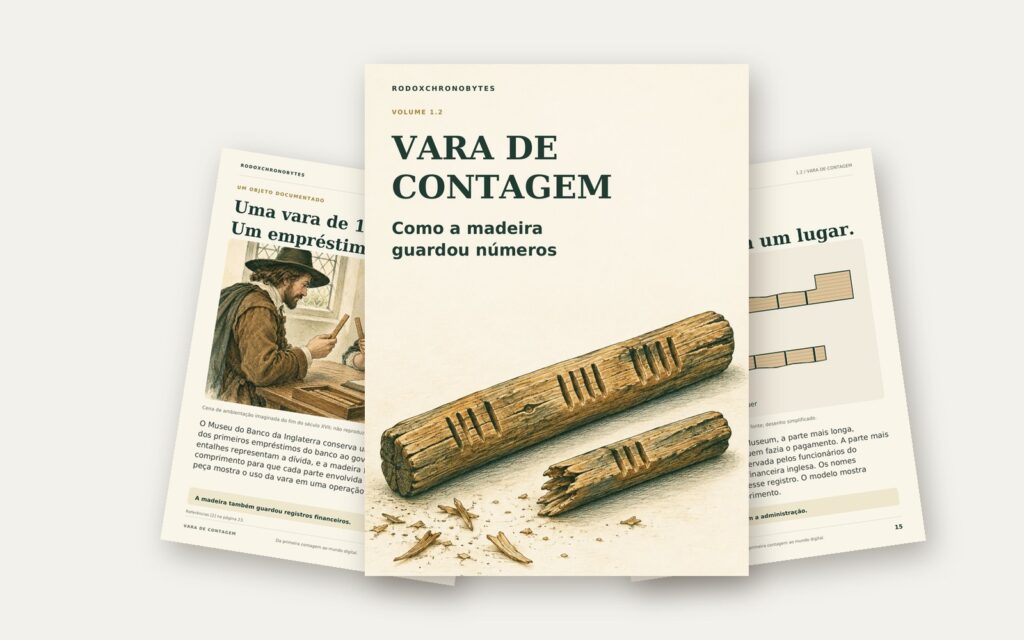 Ebook Vara de Contagem: a capa em destaque e duas páginas internas em leque.