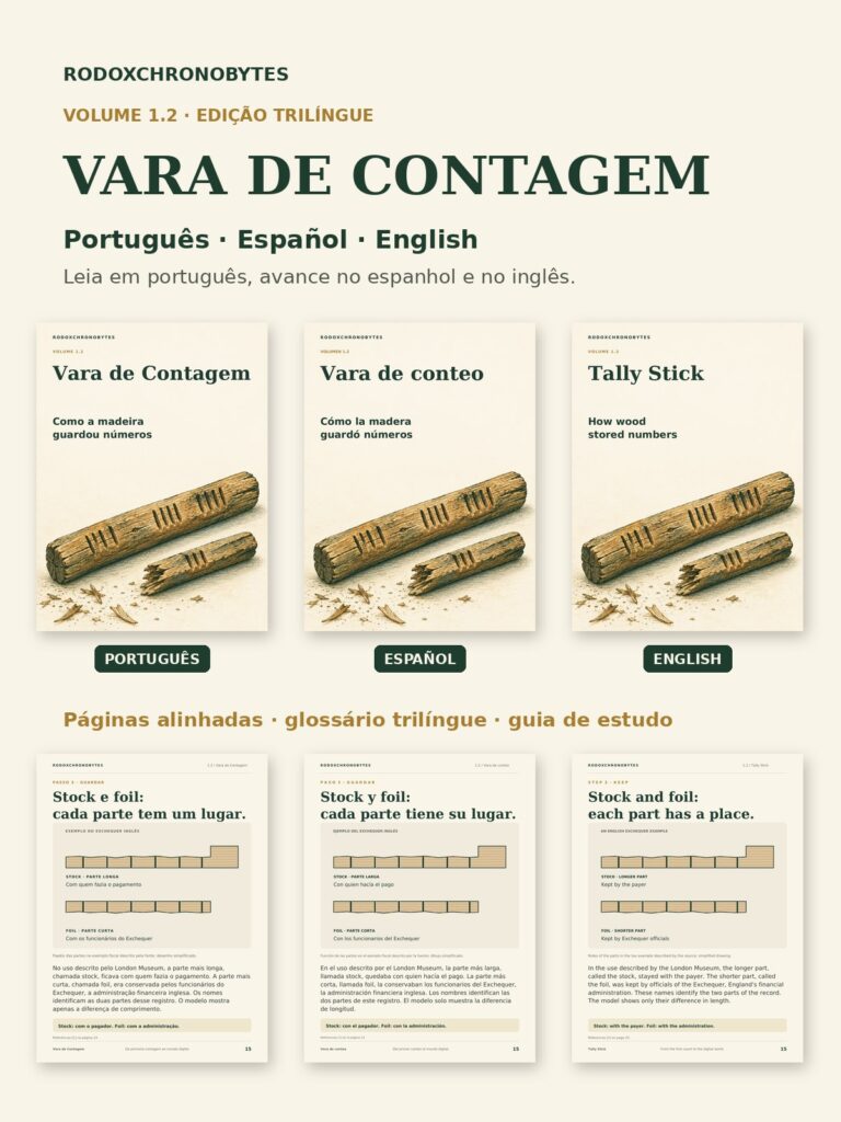 Capa da edição trilíngue de Vara de Contagem, volume 1.2 do RodoxChronoBytes